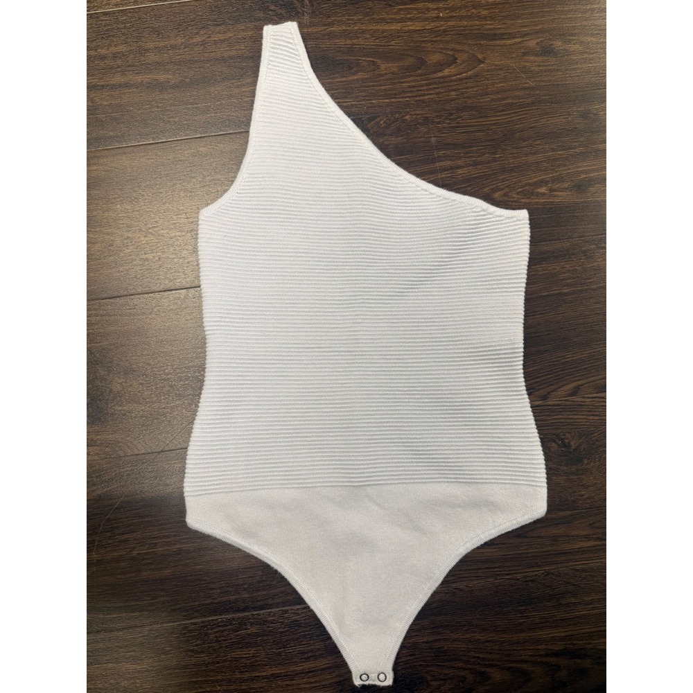Abercrombie & Fitch One-Shoulder Ribbed Sweater Bodysuit - Light Blue - XS